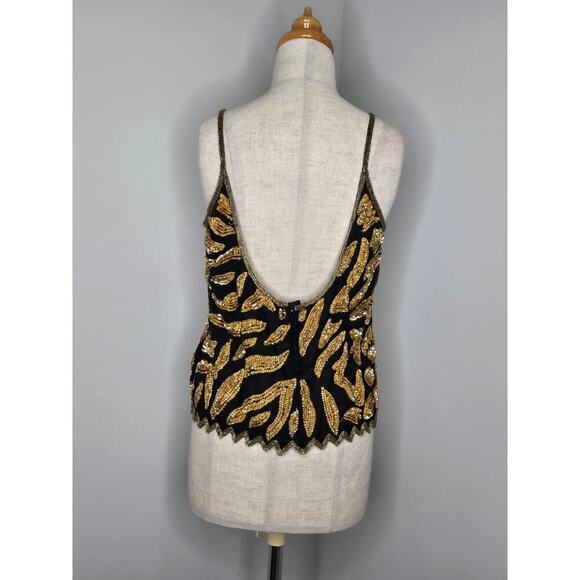 Vintage MARK & JOHN by Gopal Hand Beaded Sequin Sleeveless Evening Top sz M - Picture 2 of 8